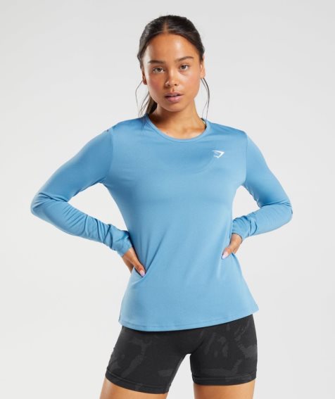 Women's Gymshark Training Long Sleeve Top T-Shirts Blue | NZ 5PNMDB